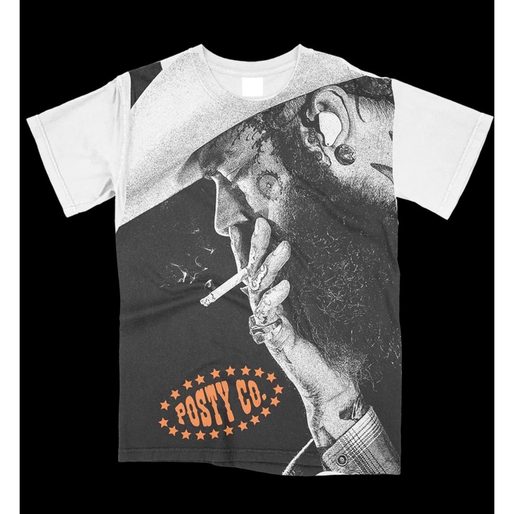 Post Malone Big Ass Stadium Tour Graphic T‎ Shirt White Black Orange Large